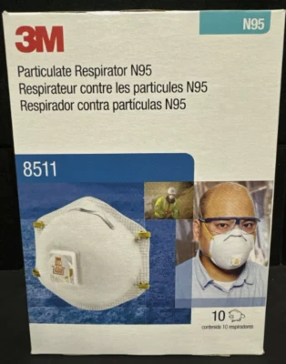 3M 8511 N95 Particulate Respirator Face Mask (this listing is for 10-masks) - Image 1 of 4