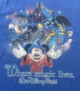 Disney World T Shirt XXL Vintage Blau Where the Magic Lives Florida Epcot - Bild 1 von 12