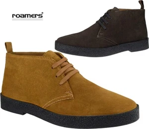 Mens Leather Suede Mid Cut Smart Casual Desert Ankle Chukka Retro Boots Shoes - Picture 1 of 12