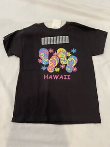 NEW Hanes Baby XXS (2-4) T-shirt HAWAII Flip Flops Short Sleeve Black Cotton NWT