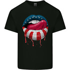 Sexy USA Flag Lips America July 4th Mens Cotton T-Shirt Tee Top