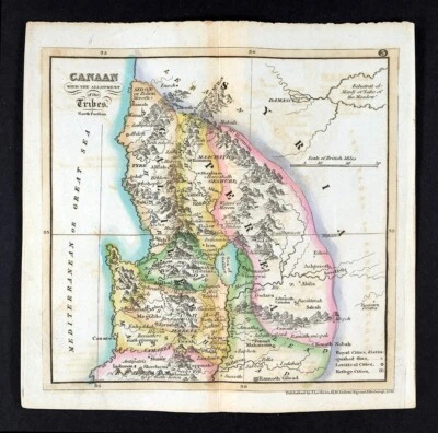 1831 Mapa Lothian Canaán Tribus del Norte Galilea Mar Biblia Hebreo Israel Palestina Foto 1 de 4