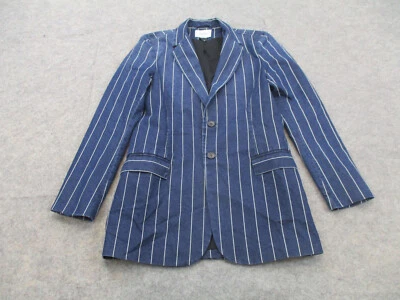 Blazer Current Elliott Mujer 2 Azul Blanco Rayas 2 Botones Abrigo Chaqueta Foto 1 de 4