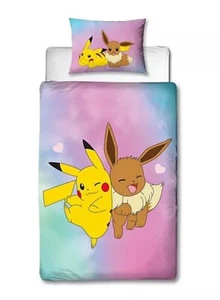 Pokemon Pikachu & Eevee Reversible Single Duvet Cover Set - Picture 1 of 5