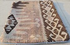 Authentic Hand Knotted Vintage Flat Weave Kilim Kilm Wool Area Rug 1.2 x 1.2 Ft