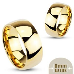 Gold Plated Stainless Steel Plain Polished Wedding Band Ring 3mm 4mm 5mm 6mm 8mm