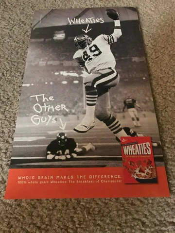 Vintage EARL COOPER SUPER BOWL XIV WHEATIES CEREAL BOX Poster Print Ad 49ERS '98 Cover
