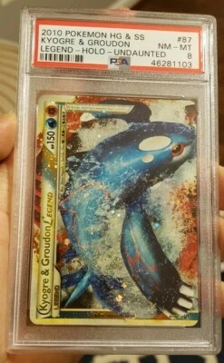 PSA 8 NM-MINT Pokemon 2010 HG & SS KYOGRE & GROUDON Legend Holo Rare Card 87/90 - Image 1 of 2