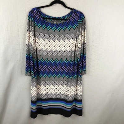 Jessica Howard Dress Womens XXL 2XL Blue Grey Slinky Travel Knit Liquid Stretch - Image 1 of 4