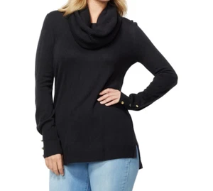 IMAN Comfy Chic Women's Pullover Sweater Top and Circle Scarf Black Small Size - Picture 1 of 1