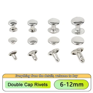 Double Cap Rivets 6-12mm Stud Rapid Rivets Tubular Rivets For Leather Craft DIY - Picture 1 of 5