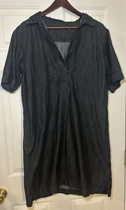 Lauren Ralph Lauren Black Label Denim Shift Shirt Dress Short Sleeve Sz XL - Picture 1 of 7