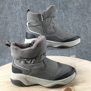 Zara Waterproof Winter Boots Womens 36-37 Gray Nylon Round Toe Side Zip Sherpa - Picture 1 of 16