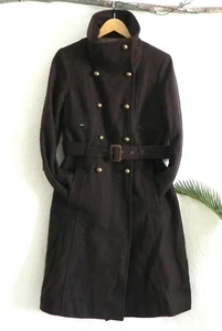 BCBGMAXAZRIA Mantel Wollmischung braun Gürtel Military Style Taschen Größe M - Bild 1 von 12
