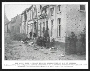 1914 -- UNE ALERTE DANS LE VILLAGE BELGE DE LOMBEAERTZYDE . 3Z607 - Foto 1 di 1