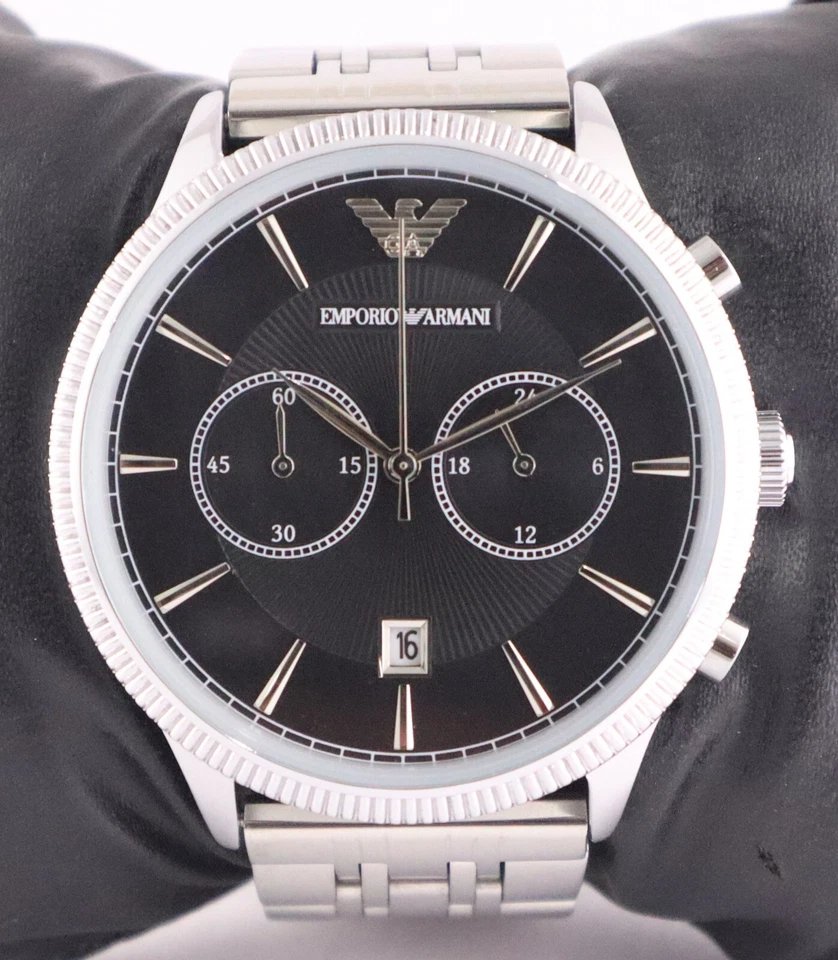 Reloj Pulsera Casual Armani Hombres Cronógrafo Esfera Negra 'Fecha' Excelente Funcionamiento Foto 1 de 4