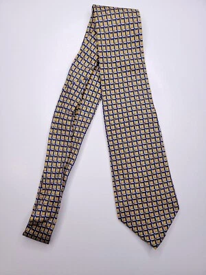 Gravata formal masculina Barneys New York 58"Lx3.5"W amarela/marinha  - Imagem 1 de 4