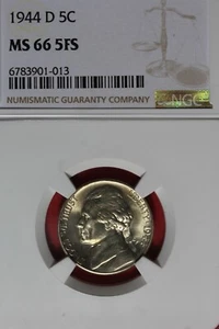 1944 D NGC 5C MS66 5FS JEFFERSON NICKEL #B48207 - Picture 1 of 2
