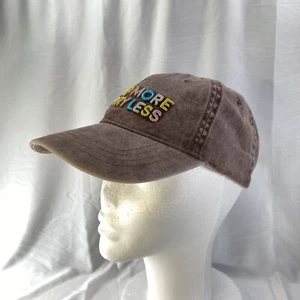 Time And Tru "Camp More Worry Less" Marrón Denim Bordado Correa Sombrero -Nuevo - Imagen 1 de 6