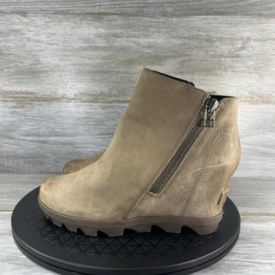 Sorel Women's Joan of Arctic Wedge II Tan Leather Zip Up Ankle Booties Size 5.5 - Image 1 of 4