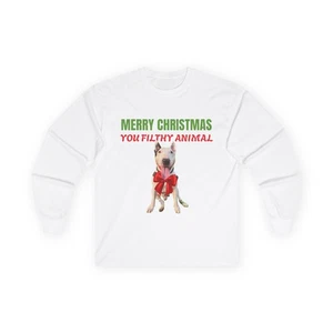 Merry Christmas Filthy Animal Unisex T Shirt Ultra Cotton Long Sleeve - Picture 1 of 28