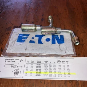 06U-B66 Eaton Hose End, Lot of 2, Free Ship, 3/8 Hose, #6 Inv. flare 90 - Foto 1 di 4