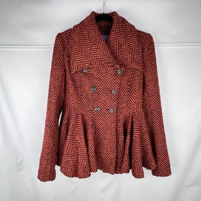 Chaquetón Free People Patricia Tweed Peplum Mujer’s Rojo Doble Pecho Academia S Foto 1 de 4