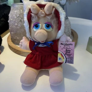 Vintage 1987 1988 McDonalds Muppet Babys Plüsch Weihnachten Baby Miss Piggy mit Etikett - Bild 1 von 6