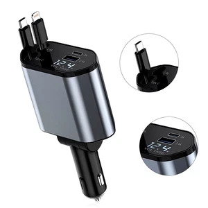Cargador Coche 4 en 1 Retráctil, Carga Rápida 100W con 2 Puertos USB, I Retráctil - Imagen 1 de 13