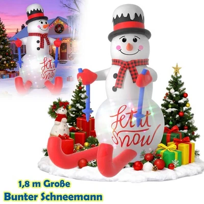 180 cm LED Aufblasbar Weihnachtsfigur Schneemann Aufblasfigur Weihnachten Deko - Bild 1 von 4