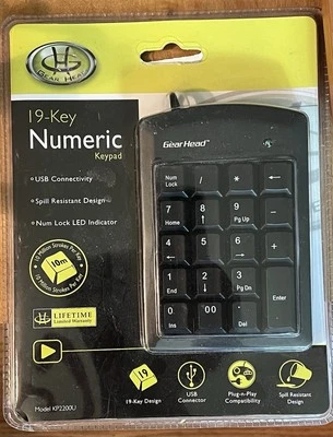 USB Wired Number Pad 19 Key Numeric Keypad for Laptop PC Computer Notebook NEW - Image 1 of 2