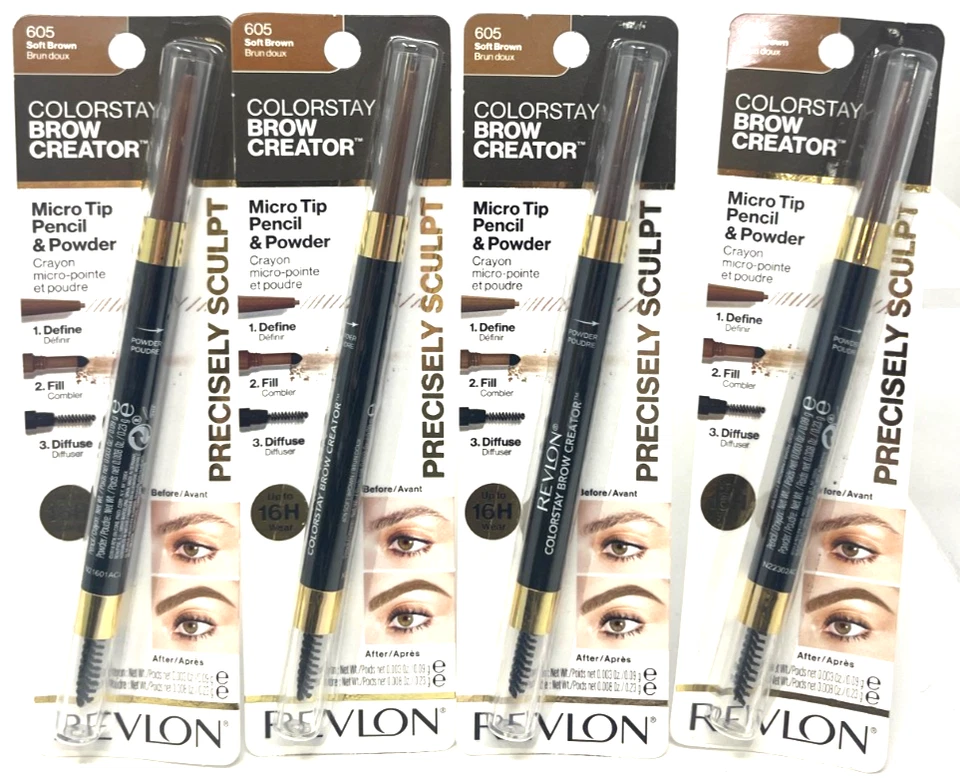 2x Revlon Colorstay Brow Creator Micro Pencil Powder & Brush 605 Soft Brown R18