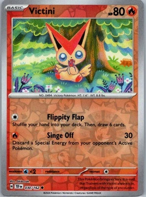 Pokemon Reverse Holo Victini SV05: Temporal Forces 030/162 LP - Image 1 of 2
