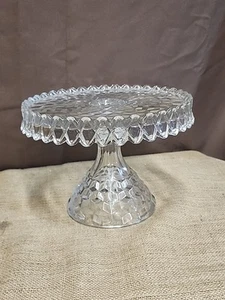 Vintage Fostoria American-Cubist Pedestal Cake Stand w/ Rum Well - Picture 1 of 7