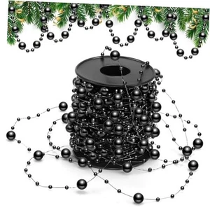 Pangda 65,6 Fuß Künstliche Perlen Perlen Girlande für Weihnachtsbaum Kunststoff Schwarz - Bild 1 von 8