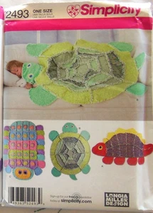 Simplicity 2493 Rag Quilt Animal Patterns - Uncut Dinosaur, Turtle, Caterpillar - Picture 1 of 2