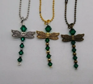 m/w Swarovski Crystal Emerald Dragonfly Keychain/ Ornament; Handmade; Green; May - Picture 1 of 2