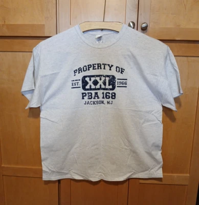Gildan Jackson NJ T-Shirt Men 2 XL Gray Property Of PBA 168 Est 1966 Retired New - Image 1 of 3