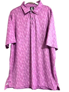 Foot Joy Golf Shirt XL Men Purple All Over Print Cocktail Glasses Logo Sports - Picture 1 of 8