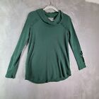 Soft Surroundings Top Women Embroidered Cowl Neck Long Sleeve Tunic Green Size S