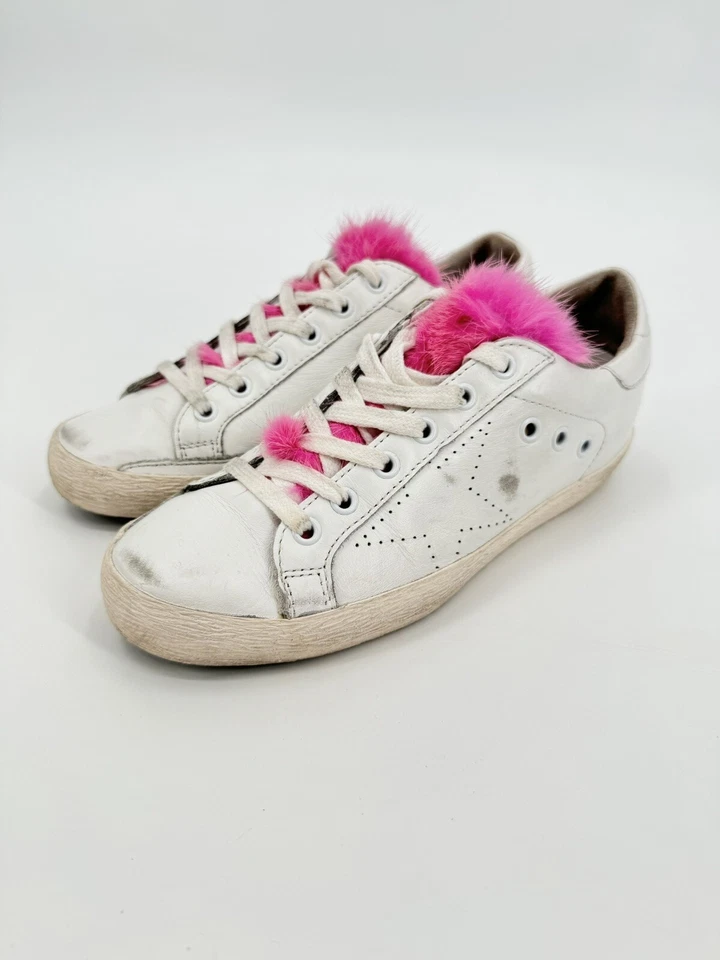 Golden Goose Women’s Pink Mink Fur Superstar Sneaker Size 36 EUC Made In Italy - Image 1 of 4