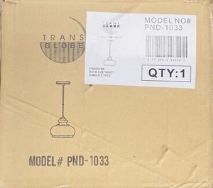 Trans Globe Lighting Chateau PND-1033 Pendant Light Matte Black Finish - Picture 1 of 3