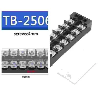 Dual Row Strip Screw Terminal Block Fixed Wire Board Connectors TB2506 - Image 1 of 4