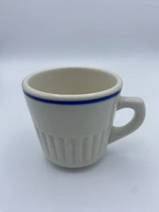Vintage USA Stapelbar Elfenbein Porzellan Kaffee Tee Tasse Becher Restaurant Ware M Logo - Bild 1 von 8