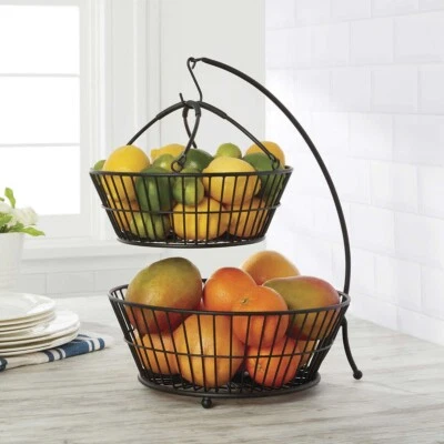 Gourmet Basics 2-Tier Metal Fruit Basket - Image 1 of 4