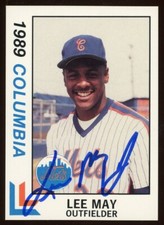 1989 Columbia Mets LEE MAY JR Signed Card autograph AUTO ROYALS METS