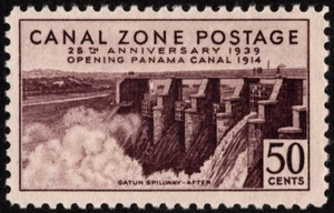 Canal Zone Stamp Scott # 135 Mint LH - 50 Cents Gatun Spillway 25th Anniversary - Picture 1 of 1