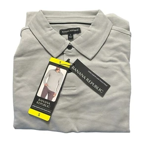 Polo Banana Republic Talla Pequeña, Hombre Manga Larga Luxe Touch Performance, Gris. - Imagen 1 de 6