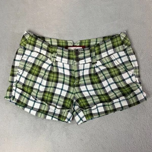 Y2K Hollister Shorts Damen kariert grün niedrige Taille Hipster Bootie Größe 1 - Bild 1 von 8