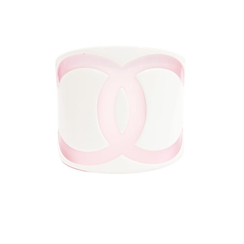 Bracciale CHANEL 01P Coco Mark Logo Bianco Rosa Lunghezza17cm Raro